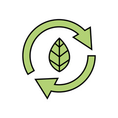 arrows in circle with leaf ecology icon