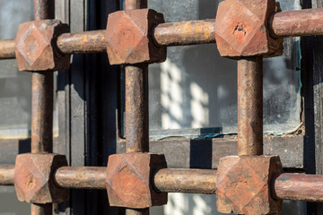 Close Up Old Weathered Rusty Metal Bars