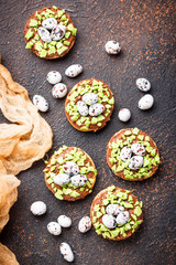 Easter cookies in shape of nest with eggs