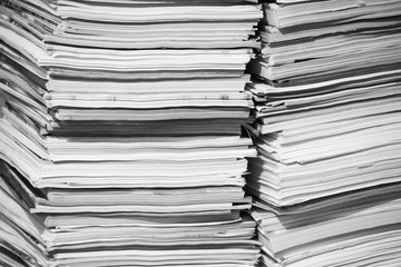 A Tall Pile Of Papers, Documents & Magazines