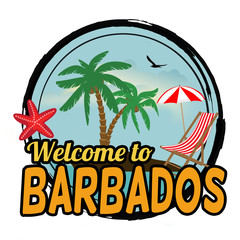 Obraz premium Welcome to Barbados sign or stamp
