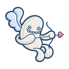 kawaii cupid monster cartoon illustration