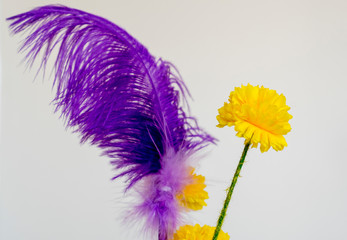 Purple and Yellow handmade flowers. Designed for brides