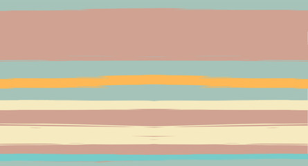 Orange, Brown Lines Seamless Summer Pattern, Vector Watercolor Sailor Stripes. Retro Vintage Grunge Fabric Fashion Design Horizontal Brushstrokes. Simple Painted Ink Trace, Geometric Cool Autumn Print