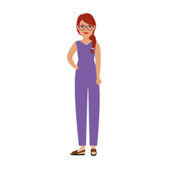beautiful woman red hair with glasses avatar character