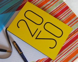 Yellow and black organizer for 2020. Plans for the new year 