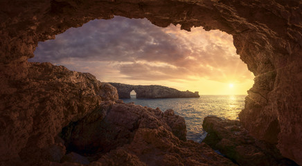 Cliffs at sunset, Menorca, Spain