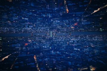 Madrid, Double exposure of city downtown at night