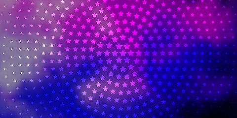 Light Pink, Blue vector template with neon stars. Blur decorative design in simple style with stars. Design for your business promotion.
