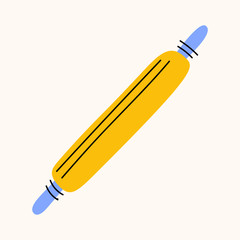 rolling pin cartoon doodle vector stock icon in flat style. Decoration kitchenware element Isolated on white background. Flat design. Vector illustration.