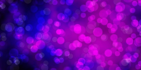 Dark Purple, Pink vector backdrop with dots. Abstract colorful disks on simple gradient background. Design for your commercials.