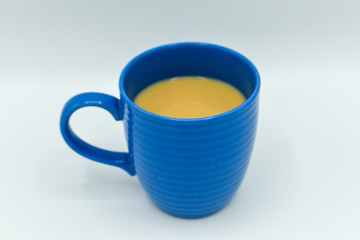 Blue cup of tea isolated on White Background