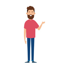 young man with beard avatar character vector illustration design
