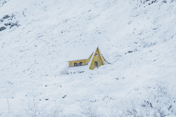 Mountain Cabin during Winter