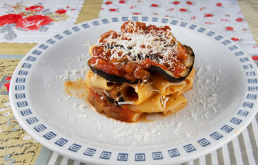  Pasta alla Norma with grilled aubergines
