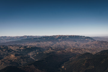 Mountain Range Far Away in Fall