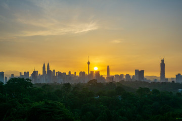 Fototapeta na wymiar Majestic sunrise view over down town Kuala Lumpur, Malaysia.