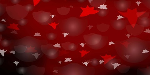 Dark Red vector background with circles, stars. Colorful illustration with gradient dots, stars. Pattern for design of fabric, wallpapers.