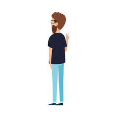 back young man with beard and eyeglasses avatar character vector illustration design