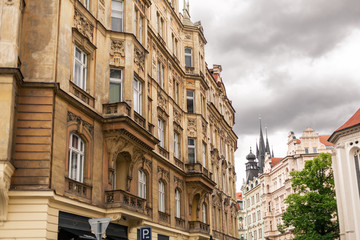 The architecture of the old city of Prague. Ancient buildings, cozy streets.