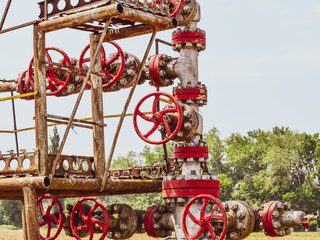 Well for oil and gas production. Oil well wellhead equipment. Oil production