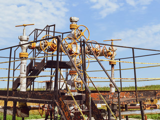 Well for oil and gas production. Oil well wellhead equipment. Oil production. Wells in the Kuban....