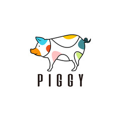 Pig logo design template stock vector