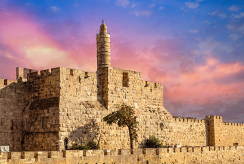 Naklejka premium The Tower of David, also known as the Jerusalem Citadel,