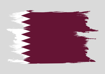 Brush painted Qatar flag Hand drawn style illustration with a grunge effect and watercolor.