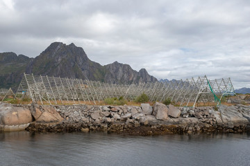 Drying racks at Svinoya, Svolvaer, on the Lofoten Islands, Norway