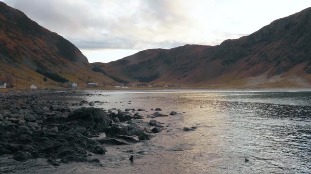View of the beatiful norwegian village Hoddevik