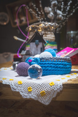 Handmade crocheting crafts. Wool Handmade Decoration.