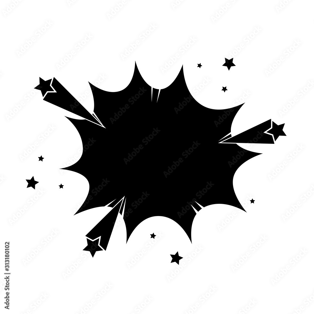 Wall mural silhouette of explosion with stars pop art style icon vector illustration design