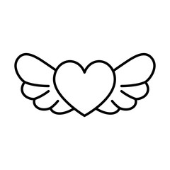heart with wings pop art style icon vector illustration design