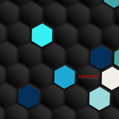 Abstract vector hexagonal geometry background. Surface polygon pattern with hexagon shadows, honeycomb. 3D design technology