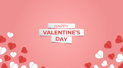 Valentine's Day Background with Pink and White Paper Hearts Cutting