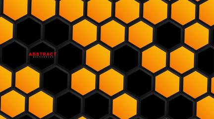 Abstract vector hexagonal geometry background. Surface polygon pattern with hexagon shadows, honeycomb. 3D design technology