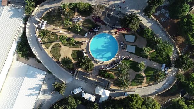 Birds Eye View of a wedding venue in a nature park on a sunny warm day