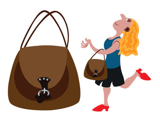 A lady walking with her handbag