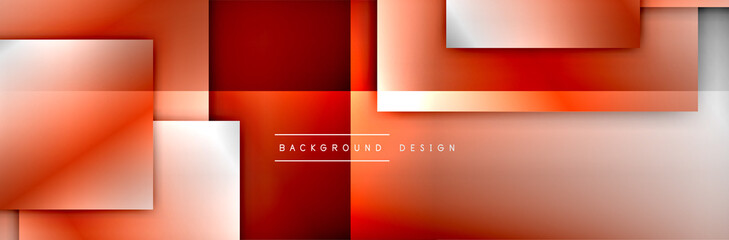 Fototapeta premium Square shapes composition geometric abstract background. 3D shadow effects and fluid gradients. Modern overlapping forms