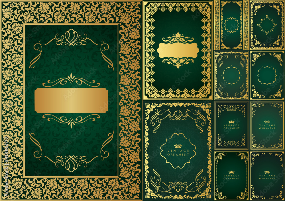 Wall mural set of vintage design elements. frames and borders.