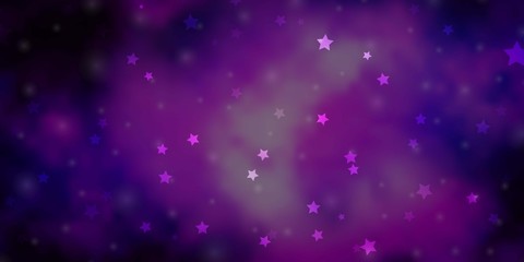 Dark Purple vector background with colorful stars. Modern geometric abstract illustration with stars. Theme for cell phones.