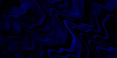 Dark BLUE vector background with bent lines. Bright illustration with gradient circular arcs. Pattern for websites, landing pages.