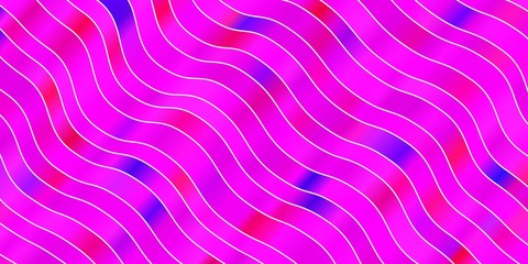 Light Purple, Pink vector template with curved lines. Abstract illustration with gradient bows. Best design for your posters, banners.