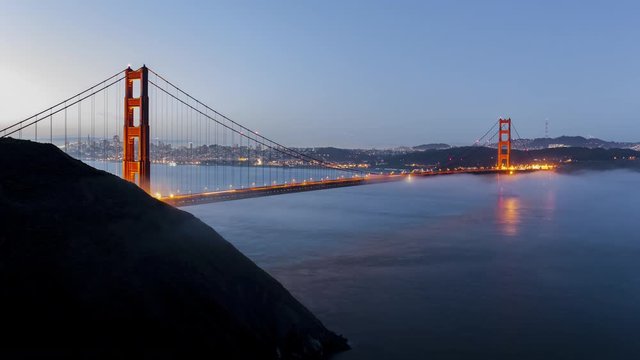 Beautiful Golden Gate Bridge and Bay Area Night to Day Sunrise Timelapse