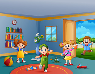 Children playing in the living room