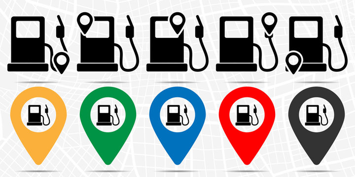 Gas station icon in location set. Simple glyph, flat illustration element of energy theme icons