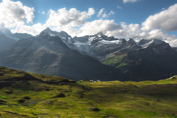 Fototapeta na wymiar Panoramic View of the Swiss Alps in Zermatt, Switzerland