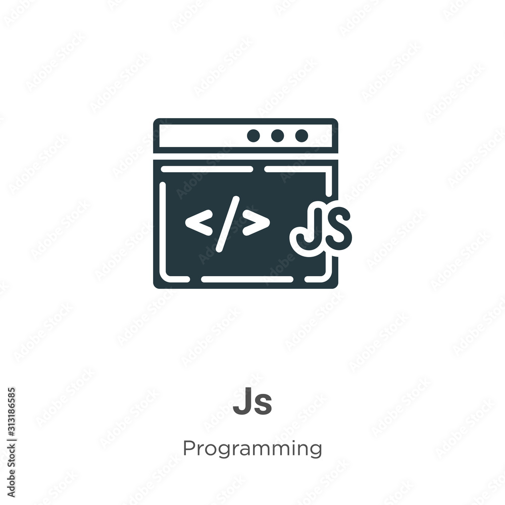 Poster js glyph icon vector on white background. flat vector js icon symbol sign from modern programming co