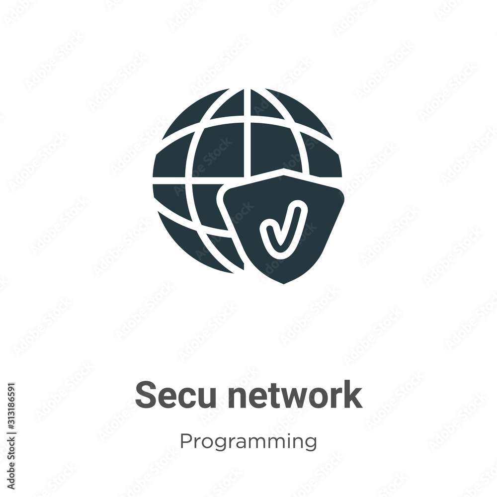 Poster secured network glyph icon vector on white background. flat vector secured network icon symbol sign 